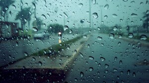 Water Drops Overcast Gloomy Glass Street Rain Water On Glass 2141x1944 Wallpaper