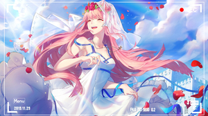 Darling In The FranXX Zero Two Darling In The FranXX Anime Girls Dress Wedding Dress Petals Sky Clou 7302x4211 wallpaper
