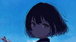 Anime Girls Original Characters Dusk Landscape Dark Hair Brown Eyes Sailor Uniform Portrait Display  2074x3500 Wallpaper