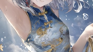 Kristin Lina Digital Art Himmel Tseng Vertical Anime Girls Water Drops Blushing Chinese Dress Water  1152x2048 Wallpaper