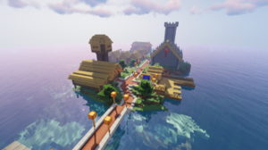 Minecraft Island Village Shaders Video Games PC Gaming Screen Shot 1920x1080 Wallpaper
