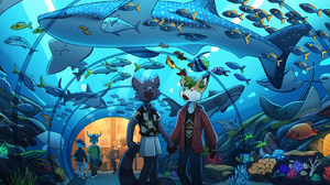 Steviefeesh Aquarium Water Dolphin Whale Fish Fish Swarm Coral Anthro Turtle Shark Coral Reef Anthro 1924x921 Wallpaper