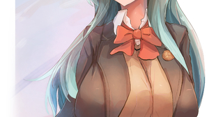 Anime Anime Girls Kantai Collection Suzuya KanColle Long Hair Green Hair School Uniform Artwork Digi 2508x3541 wallpaper