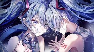 Anime Anime Girls Vocaloid Hatsune Miku Long Hair Twintails Blue Hair Blue Eyes 4096x2922 wallpaper