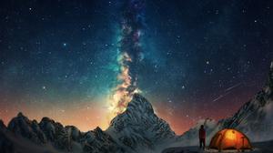 Aurora Australis Camping Comet Mountain Sky Snow Stars 1962x1104 Wallpaper