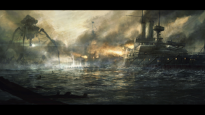 Science Fiction High Tech Aliens War Of The Worlds Water Sea Dreadnought Xenos Battleship Battery Fi 1920x800 Wallpaper