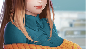 Original Characters Prywinko Artwork Drawing Shirt Sweater Heart Eyes Long Hair Looking At Viewer Ha 4000x6000 Wallpaper