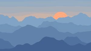 Digital Digital Art Artwork Illustration Sunset Minimalism Nature Colorful Sun Mountains 8192x5461 Wallpaper