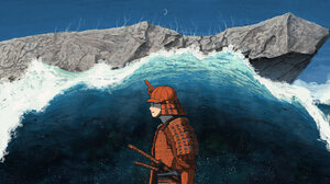 Artwork Taiyaki Samurai Water Armor Helmet 2350x1000 Wallpaper
