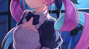 Anime Anime Girls Digital Art Artwork Vertical Portrait Display Long Hair Maid Blue Eyes Blue Hair W 2151x3124 Wallpaper