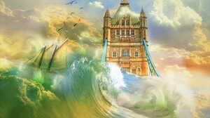 Tower Bridge Storm Wave Tsunami 2500x1800 Wallpaper