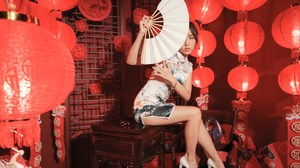 Model Kimono Lantern Fan 3840x2560 Wallpaper