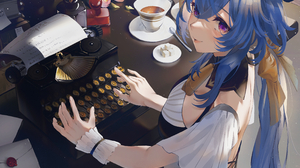 Anime Anime Girls Pixiv Genshin Impact Ganyu Genshin Impact Sitting Typewriters Portrait Display Lon 2721x5839 Wallpaper