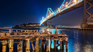 Trey Ratcliff 4K Photography California Water Bridge Lights Night 3840x2160 Wallpaper