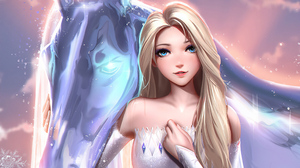 Elsa Frozen Blue Eyes Blonde 3600x2025 Wallpaper