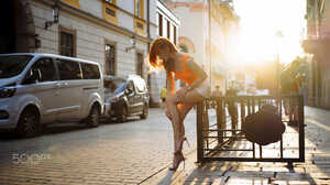 Nicola Davide Furnari Women Redhead Orange Clothing Casual Street Heels 500px 2000x1125 Wallpaper