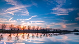 Nature Reflection River Sky Tree Lined 2100x1356 Wallpaper