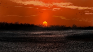 Digital Painting Digital Art Nature Landscape Sunset 1920x1080 Wallpaper