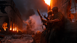 Full Metal Jacket Movies Film Stills Vietnam War Soldier Fire Ruins Smoke Helmet Stanley Kubrick 1920x1080 Wallpaper