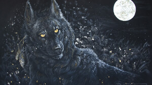 Grayfox Windmill Fantasy Art Moonlight Wolf Dark Feathers 1920x1357 Wallpaper