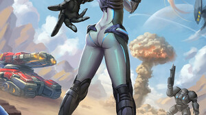 Wenfei Ye Drawing Women StarCraft Nova Starcraft Blonde Ponytail Sniper Rifle Tank Heroes Of The Sto 1000x1415 Wallpaper