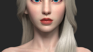 Ye Chaofan CGi Women Blonde Blue Eyes Elsa Frozen Movie Dress Simple Background 1920x2880 Wallpaper