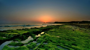 Sea Sunset Nature Horizon Seascape 2048x1140 Wallpaper