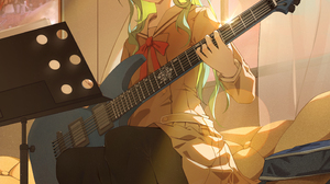 Anime Anime Girls BanG Dream Hikawa Sayo Long Hair Green Hair Artwork Digital Art Fan Art Guitar Mus 2913x3847 wallpaper