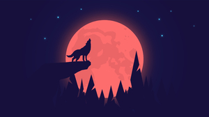 Wolf Silhouette Night Full Moon 3840x2160 Wallpaper