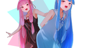 Anime Anime Girls Voiceroid Kotonoha Aoi Kotonoha Akane Long Hair Twins Blue Hair Pink Hair Artwork  4247x3663 Wallpaper