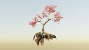 Blender 3D Graphics 3D Tree Trunk Floating Sakura Blossom 3840x2160 Wallpaper