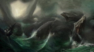 Creature Sea Monster Ship 1920x1080 Wallpaper