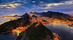 Brazil City Cityscape Horizon Light Mountain Night Sky 2560x1600 Wallpaper