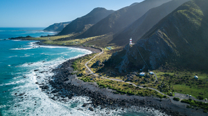 North Island New Zealand New Zealand Landscape Mountain Road Lighthouse Ocean Foam Horizon 2200x1375 Wallpaper