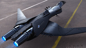 Edon Guraziu Vehicle Science Fiction 3D Space Render Jets 3000x1687 Wallpaper