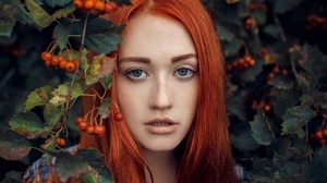 Woman Model Girl Redhead Freckles Berry Blue Eyes 2048x1237 Wallpaper