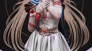 Dylan Kowalski CGi Sailor Moon Blonde Dress Circle Portrait Display Long Hair Looking At Viewer Cres 2744x3784 Wallpaper