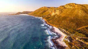 Nature Landscape Mountains Rocks Grass Waves Sky Coast South Africa 1920x1080 Wallpaper
