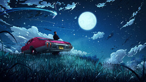 Christian Benavides Digital Art Fantasy Art Car Moonlight Artwork Moon Grass Sky Stars Night Night S 3840x2160 Wallpaper