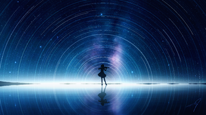 Digital Digital Art Artwork Illustration Nightscape Landscape Galaxy Stars Reflection Violin Blue 3840x2160 Wallpaper