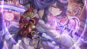 Anime Girls Genshin Impact Raiden Shogun Genshin Impact Torino Akua Purple Hair Purple Eyes Sword Br 1200x1657 Wallpaper