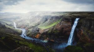 Iceland Waterfall River Canyon Nature Landscape Clouds Sky Water 6318x4212 Wallpaper
