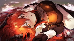 Anime Anime Girls Artwork Blushing Glasses Orange Eyes Redhead Horns Marse 6222x3500 Wallpaper