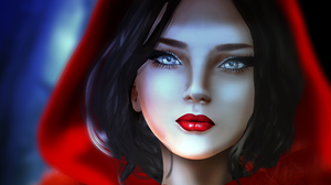 Artistic Blue Eyes Face Girl Lipstick Red Riding Hood Woman 2048x1536 Wallpaper
