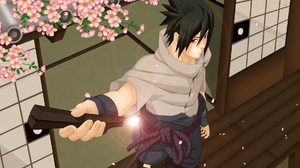 Anime Boys Uchiha Sasuke Naruto Shippuuden Petals Flowers Sword Weapon 1920x1080 Wallpaper