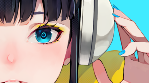 Pokemon Frontal View Anime Girls Blue Eyes Looking At Viewer Face Jacket Yellow Jacket Headphones To 1000x1447 Wallpaper