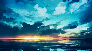 Gracile Digital Art Artwork Illustration Environment Landscape Clouds Sunset Reflection Wide Screen  5640x2400 Wallpaper