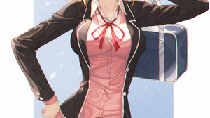 Anime Anime Girls Digital Digital Art 2D Looking At Viewer Skirt Standing Jacket Blonde Yellow Eyes  3346x4900 Wallpaper