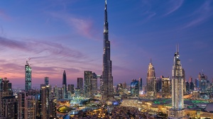 Building Burj Khalifa City Dubai Night Panorama United Arab Emirates 2048x1536 Wallpaper