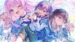 Anime Anime Girls Long Hair One Eye Closed Choker Open Mouth Microphone Singing Guitar Musical Instr 3072x1728 Wallpaper